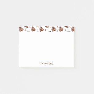 Post-it® Joli Brown et beige Ladybug et Motif de fleurs