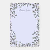 Joli cadre floral B&W NOM PERSONNALISÉ Bloc-notes