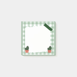 Post-it® Joli cahier gingham vert sauge cactus vierge