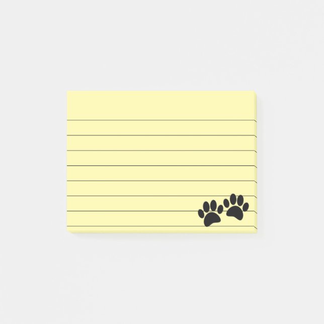 Post-it® Joli Cartoon Noir Chiot Empreintes de pattes Linke (Devant)