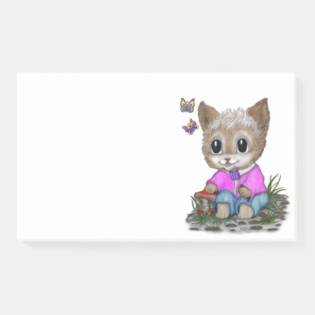 Post-it® Joli Chat Chaton et Papillon (Devant)