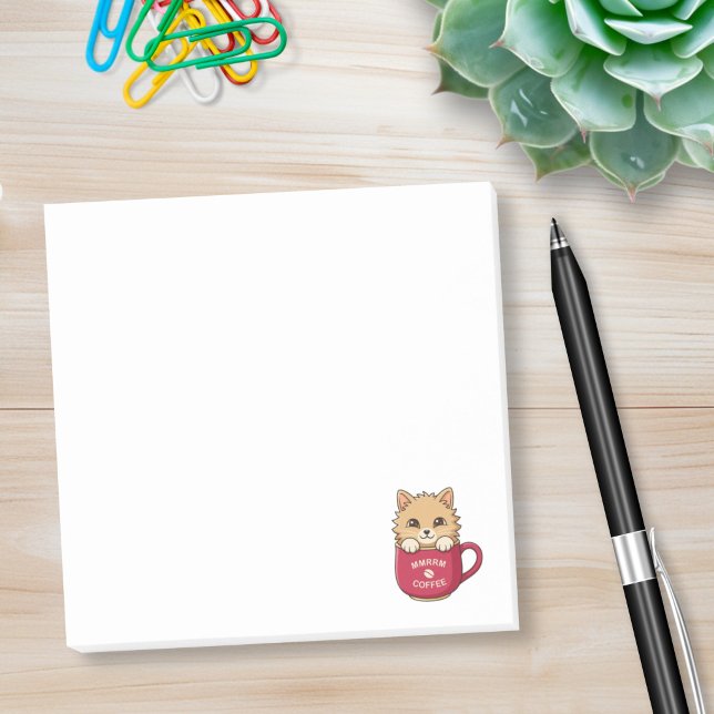 Post-it® Joli chat de dessin animé dans une tasse à café (Créateur téléchargé)