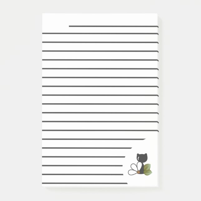 Post-it® Joli chat noir et fleur – Personnalisé (Devant)