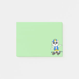Post-it® Joli chat skater sur fond vert citron