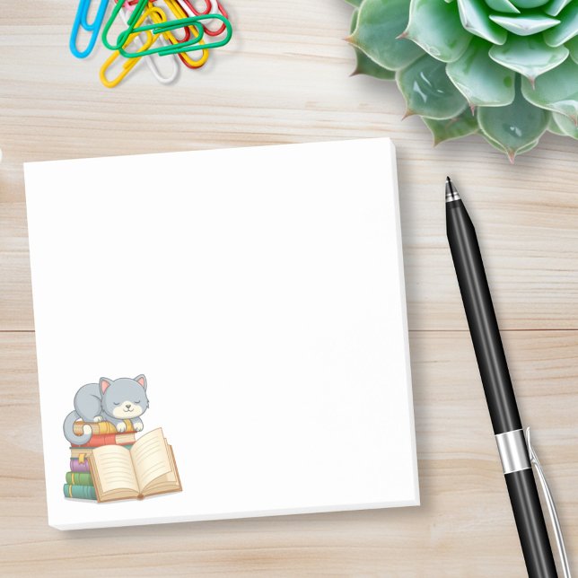 Post-it® Joli Chat sur un tas de livres (Créateur téléchargé)