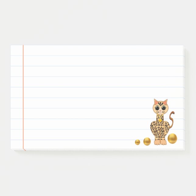 Post-it® Joli chat tigre & points dorés (Devant)