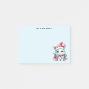 Post-it® Joli chaton en chapeau de Père Noël pour Noël