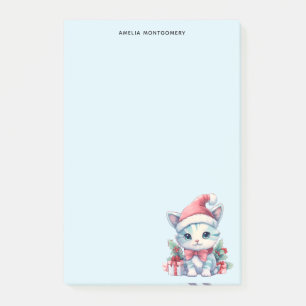Post-it® Joli chaton en chapeau de Père Noël pour Noël