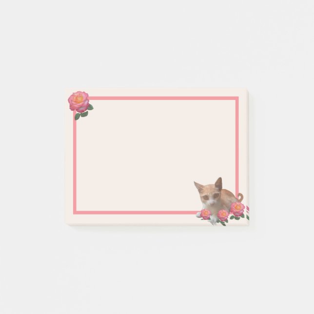 Post-it® Joli chaton et roses (Devant)