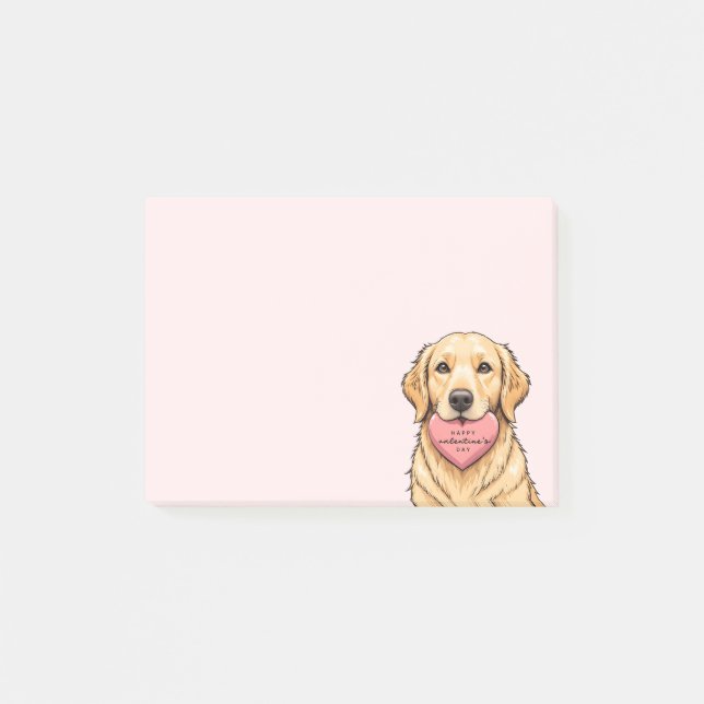 Post-it® Joli chien au cœur Joyuse Saint-Valentin (Devant)
