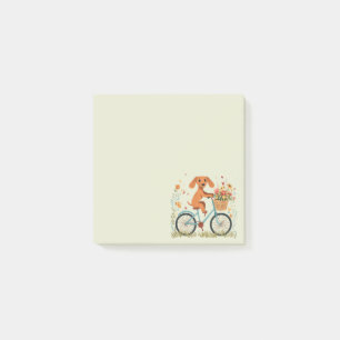 Post-it® Joli chien teckel à vélo Fleurs printanières