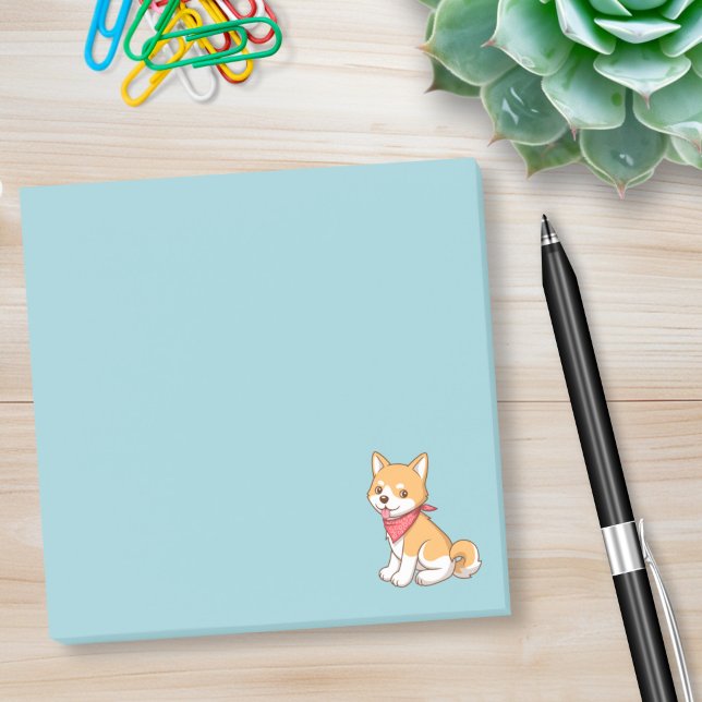 Post-it® Joli chiot Shiba Inu sur fond bleu (Créateur téléchargé)