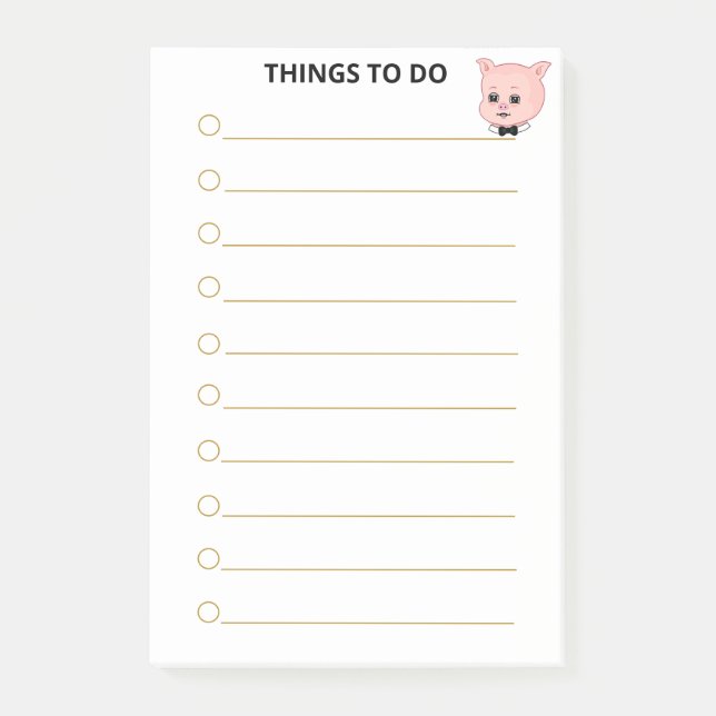 Post-it® Joli Cochon Personnalisé Les Choses À Faire (Devant)
