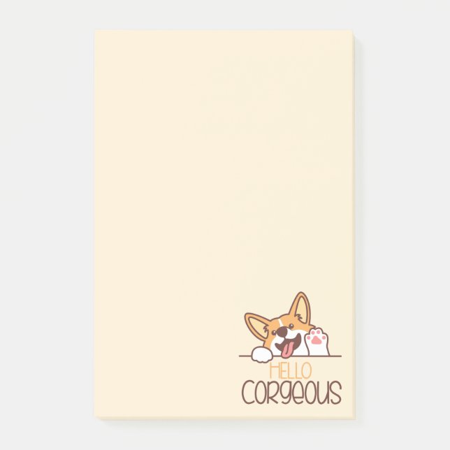 Post-it® Joli corgi chien bonjour (Devant)