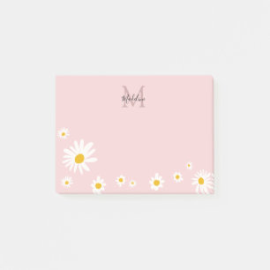 Post-it® Joli Daisy Fleur rose moderne Monogramme