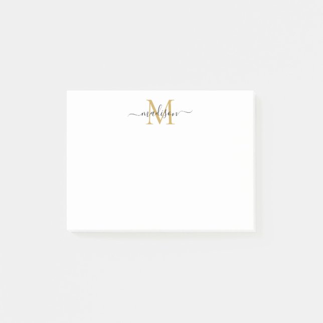 Post-it® Joli Design Chic Girl Script Monogramme Black Gold (Devant)