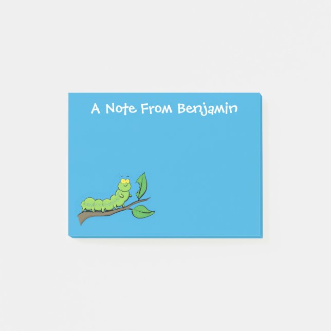 Post-it® Joli dessin animé de chenille verte mignonne (Devant)