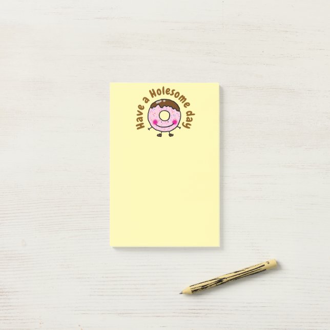 Post-it® Joli Donut Dessin Animé, Profitez D'une Journéé Pl (Sur un bureau)