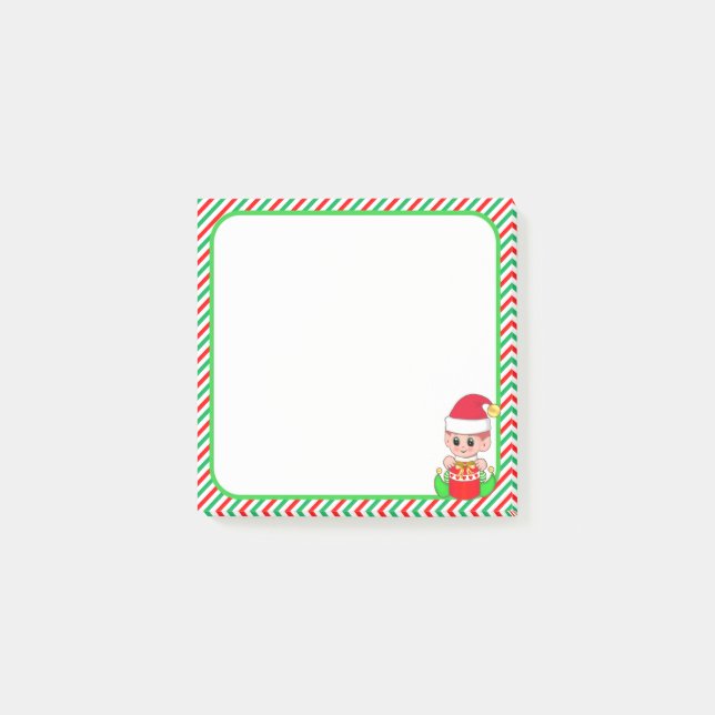 Post-it® Joli Elfe de Noël & Vert, Rouge & Blanc Cadre (Devant)