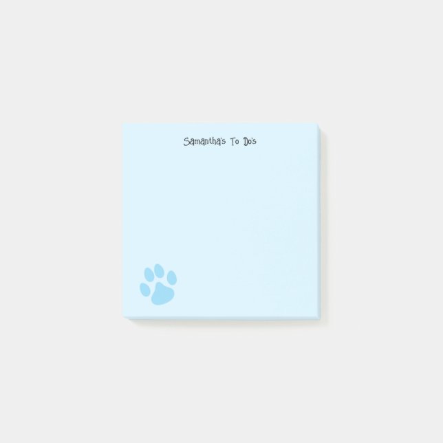 Post-it® Joli empreinte de patte bleu clair personnalisable (Devant)
