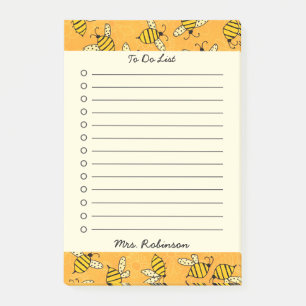 Post-it® Joli Enseignant D'Abeilles Occupé À Faire Liste 4x