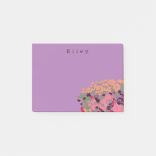 Post-it® Joli floral coloré Fleurissons + Nom personnalisé