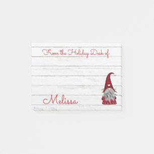 Post-it® Joli gnome de bureau en faux bois rustique pour No