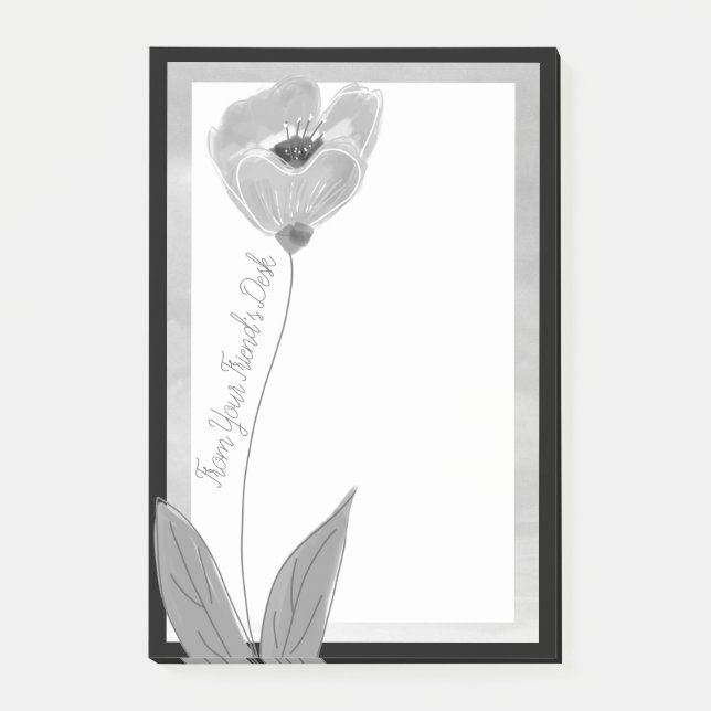 Post-it® Joli Gris Charbon Fleurs (Devant)