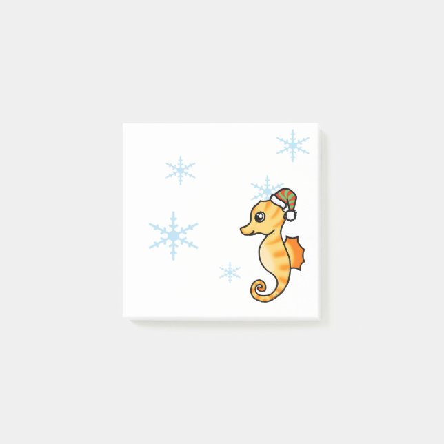 Post-it® Joli hippocampe flocon de neige d'hiver de vacance (Devant)