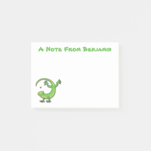Post-it® Joli lézard vert gecko avec dessin animé (Devant)