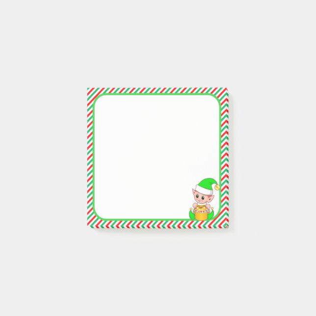 Post-it® Joli Lutin de Noël  & Cadre Vert, Rouge & Blanc (Devant)
