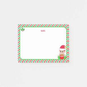 Post-it® Joli lutin de Noël & Cadre vert, rouge et blanc