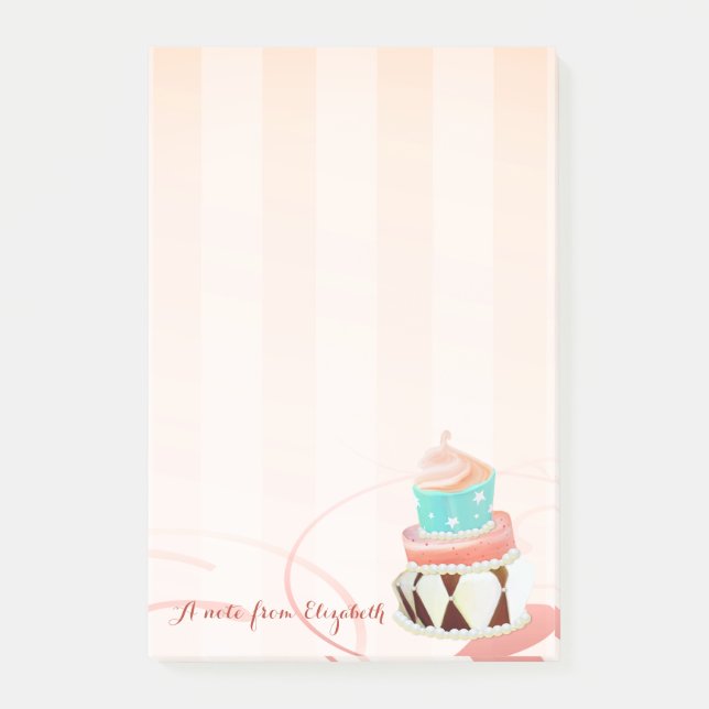 Post-it® Joli Mignon Élégant Féminin , Gâteau (Devant)
