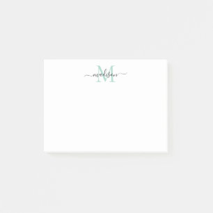 Post-it® Joli Moderne Chic Script Monogramme Vert Turquoise