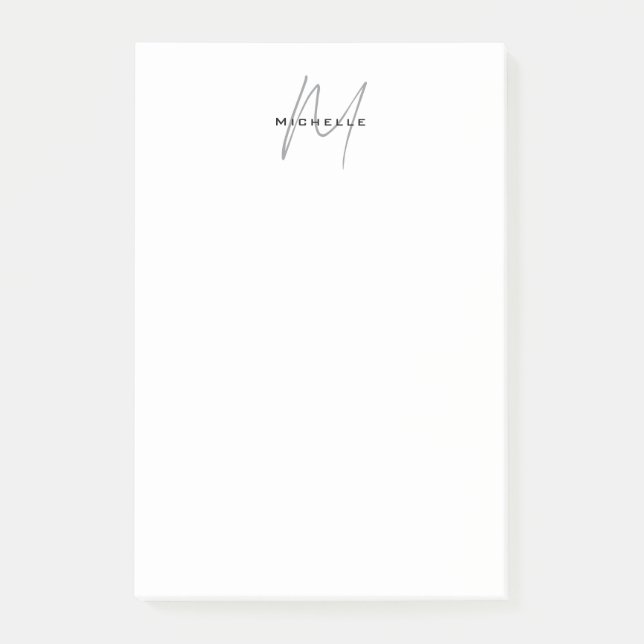 Post-it® Joli Monogramme Noir Blanc Gris Calligraphie (Devant)