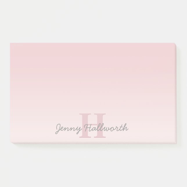 Post-it® Joli monogramme rose personnalisable & écriture de (Devant)