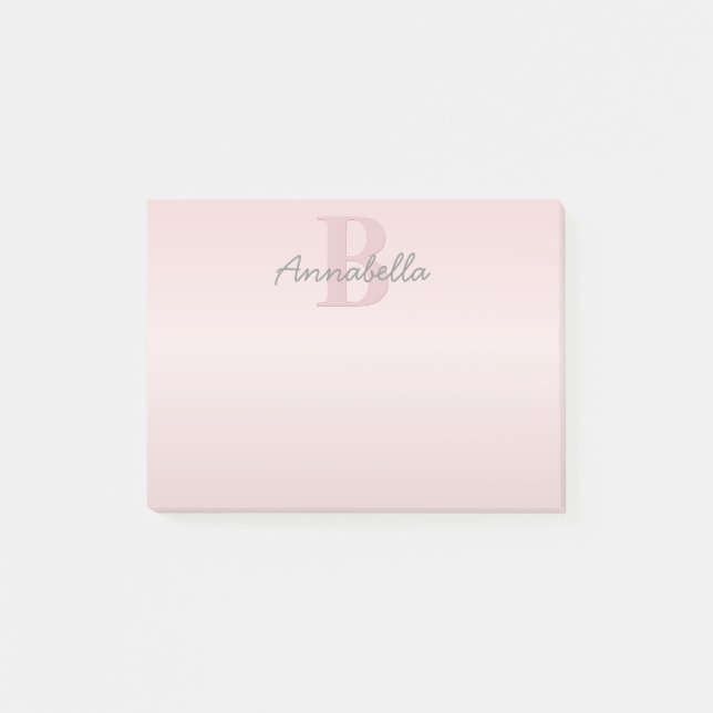 Post-it® Joli Monogramme rose personnalisable et votre nom  (Devant)