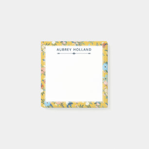 Post-it® Joli motif floral jaune Ajouter un nom