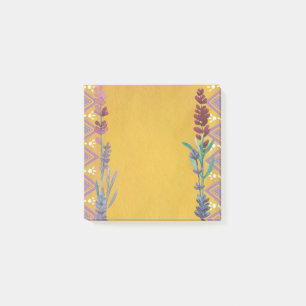 Post-it® Joli motif floral jaune. Fleur lilas botanique