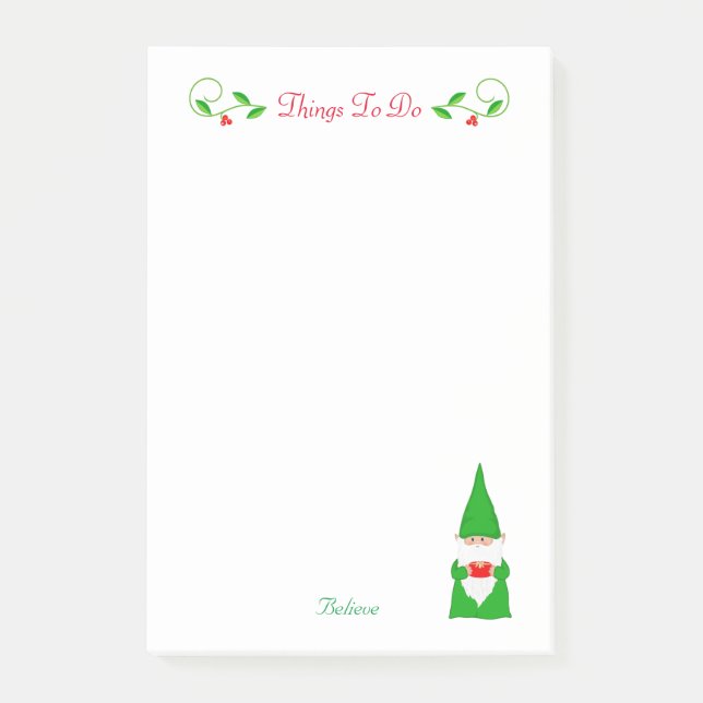 Post-it® Joli Noël Gnome Choses à faire Post-it Note (Devant)