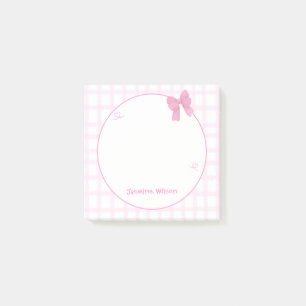 Post-it® Joli nœud papillon à carreaux rose pastel