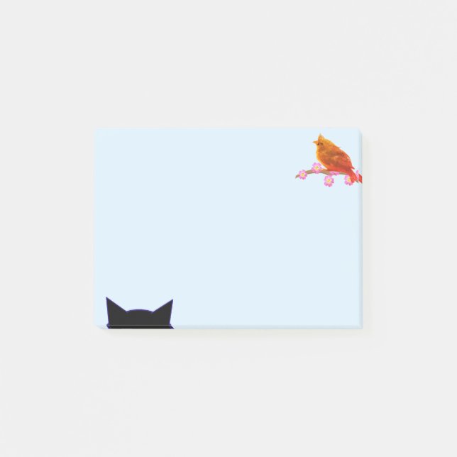 Post-it® Joli Oiseau Rouge & Chat (Devant)