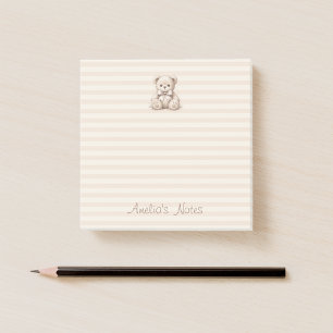 Post-it® Joli ours en peluche rayures marron et écriture no