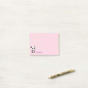 Post-it® Joli Panda avec un Cœur Rose Nom Personnalisé
