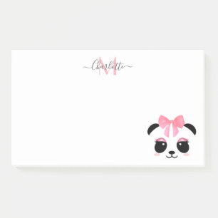 Post-it® Joli panda ours monogramme personnalisé