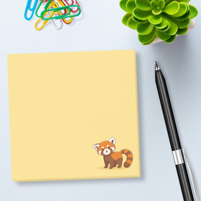 Post-it® Joli panda roux sur fond jaune (Créateur téléchargé)
