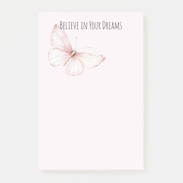 Post-it® Joli Papillon Rose Croyez dans les Rêves (Devant)