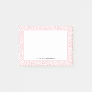 Post-it® Joli Pastel Empreinte de léopard Motif rose Nom