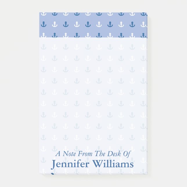 Post-it® Joli petit Motif de Ancre| Ajouter votre nom (Devant)