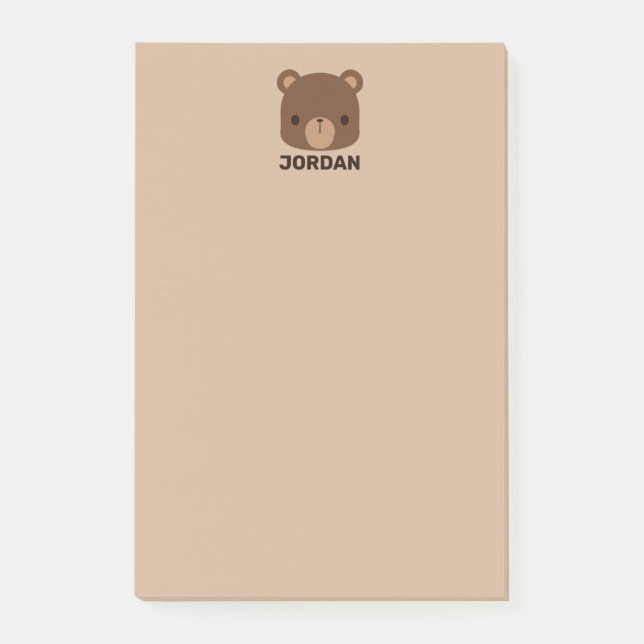 Post-it® Joli petit ours brun avec nom personnalisé (Devant)